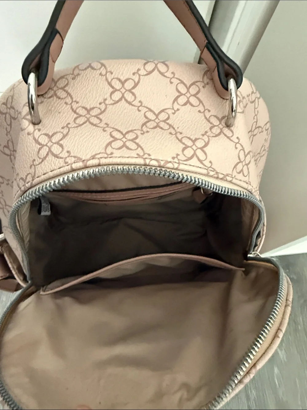 Nine West Blush Pink Monogram Mini Backpack